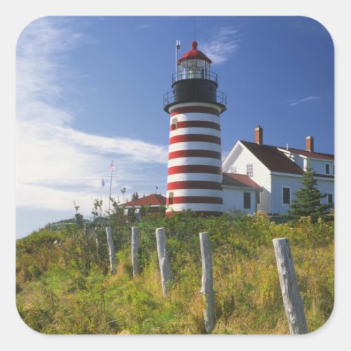 USA Maine Lubec West Quoddy Head Lighthouse Square Sticker