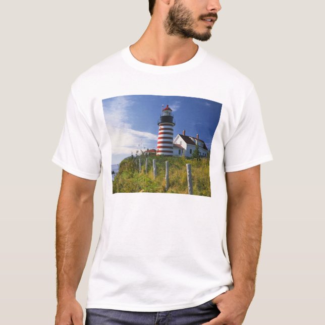 USA, Maine, Lubec. West Quoddy Head Lighthouse T-Shirt (Front)