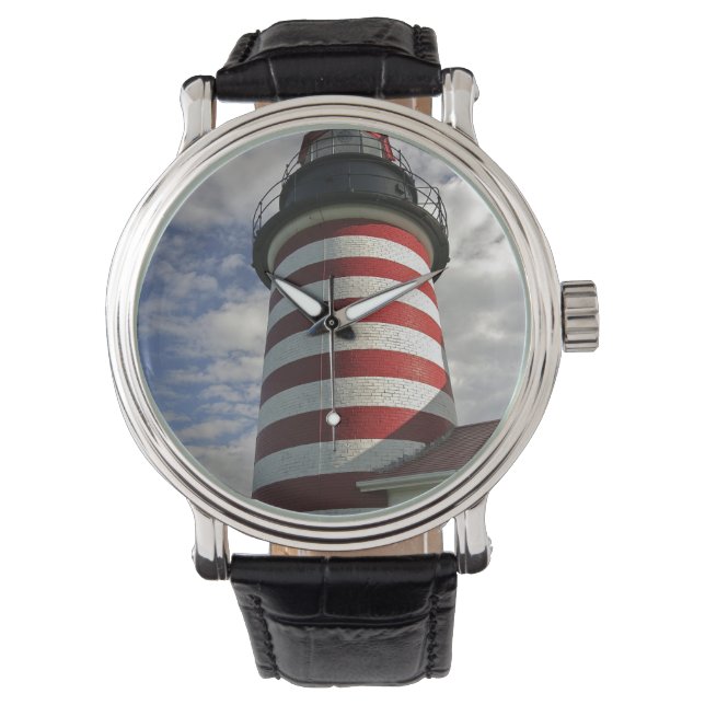 USA, Maine, Lubec. West Quoddy Head LIghthouse Watch (Front)
