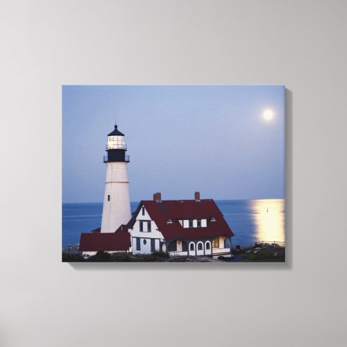 USA Maine Portland Cape Elizabeth Lighthouse Canvas Print