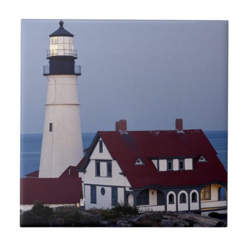 USA Maine Portland Cape Elizabeth Lighthouse Ceramic Tile