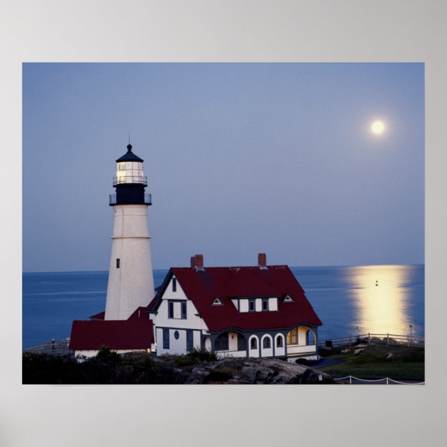 USA, Maine, Portland, Cape Elizabeth, Lighthouse Poster (Front)