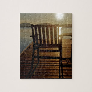 USA, Maine, Rockwood. A chair with a view of Jigsaw Puzzle