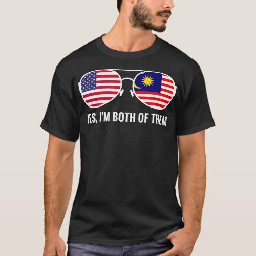 USA Malaysia Flag Sunglasses Malaysian bday  T_Shirt