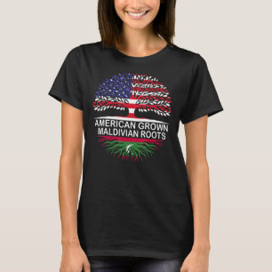 USA & Maldives Flags American Grown Maldivian Root T-Shirt