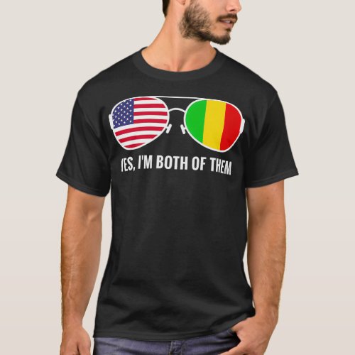 USA Mali Flag Sunglasses Malian Americans mud  T_Shirt