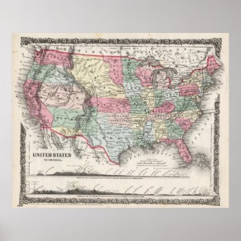 Usa Map 1859 (37"x30")usa Map 1859 37x30 Poster by lostlit at Zazzle