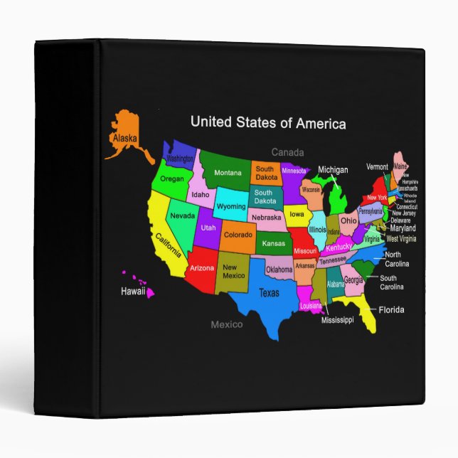 USA Map 3 Ring Binder (Front/Spine)