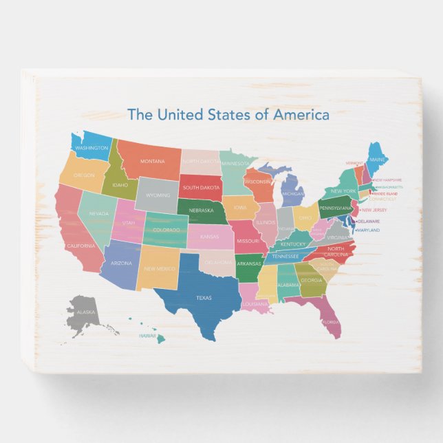 USA map - America Wooden Box Sign (Front Horizontal)