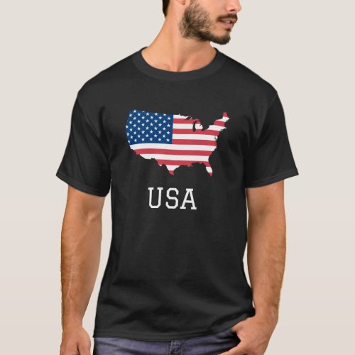 USA Map American Flag 4th of July Independence Day T_Shirt