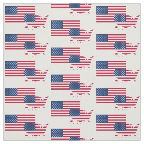 USA MAP  American Flag  Stars and Stripes Fabric