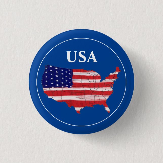 USA Map And Flag   Button (Front)