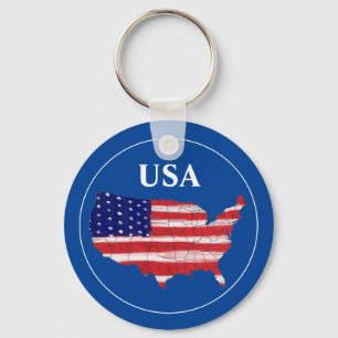 USA Map And Flag Keychain