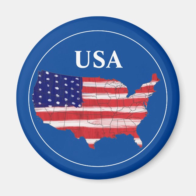 USA Map And Flag    Magnet (Front)