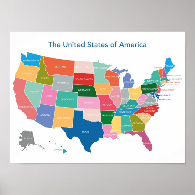 USA map bright colors Poster (Front)