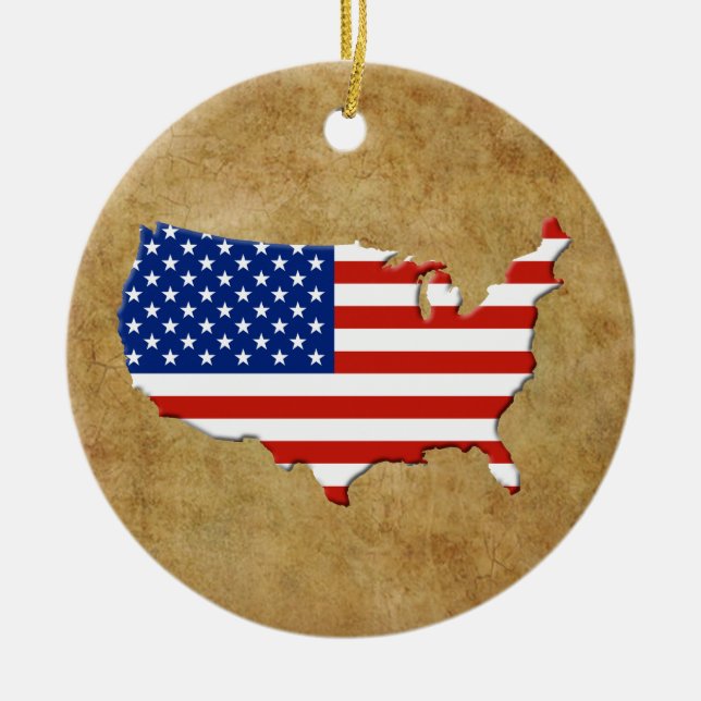 USA map Ceramic Ornament (Front)