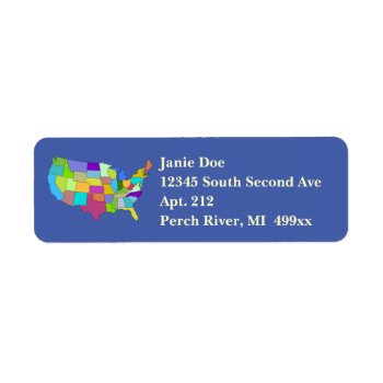 Usa Map Colorful Lower Continental United States  Label by layooper at Zazzle