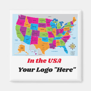 USA Map Design Magnet