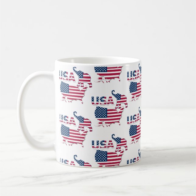 USA Map Flag Political Republican Party Elephant Coffee Mug (Left)