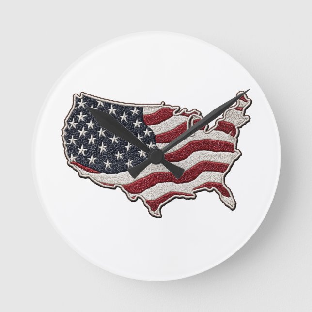 🕒 USA Map Flag Wall Clock 🇺🇸🧭 (Front)
