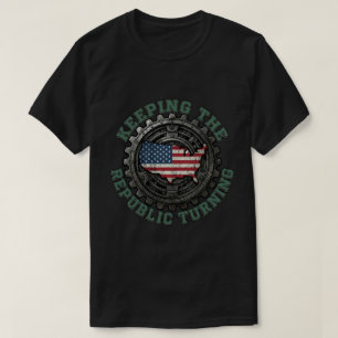USA Map Gear Republic Turning Labor Day T-Shirt