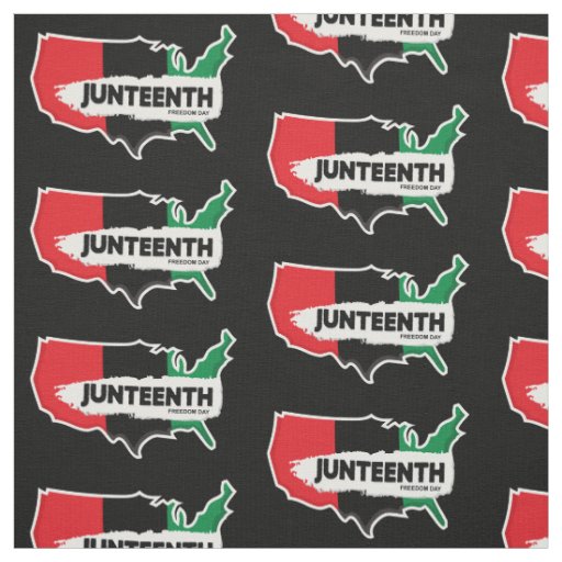 USA Map Juneteenth Freedom Day Fabric