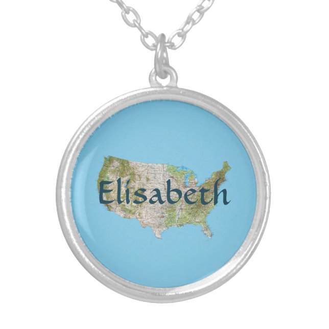 USA Map + Name Necklace (Front)