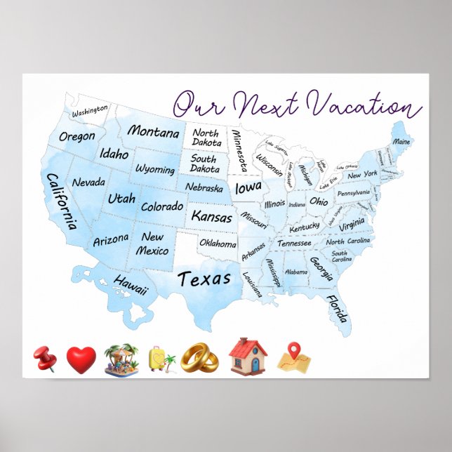 USA Map Personalize Custom Poster (Front)