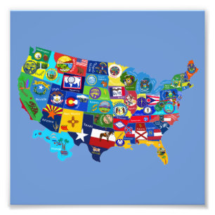USA Map Photo Print