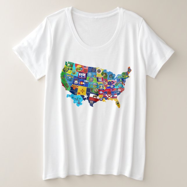 USA Map Plus Size T-Shirt (Design Front)
