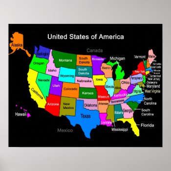 Usa Map Poster by KRStuff at Zazzle