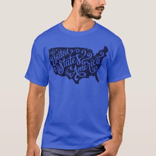 usa map proud independence day by United States of T_Shirt