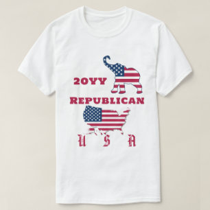 USA Map Republican Party Elephant on Flag Election T-Shirt