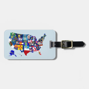 USA Map State Flags Mosaic Luggage Tag Template