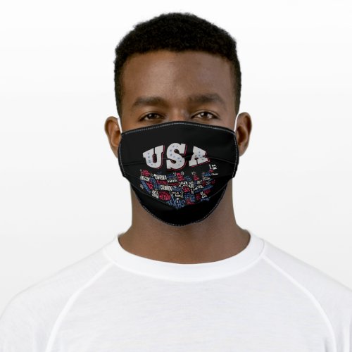 USA Map US states America Adult Cloth Face Mask