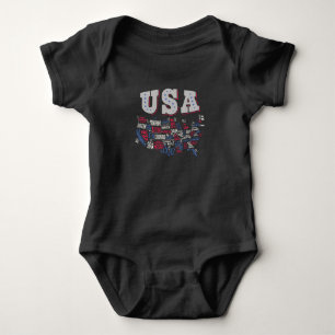 USA Map U.S. states America Baby Bodysuit