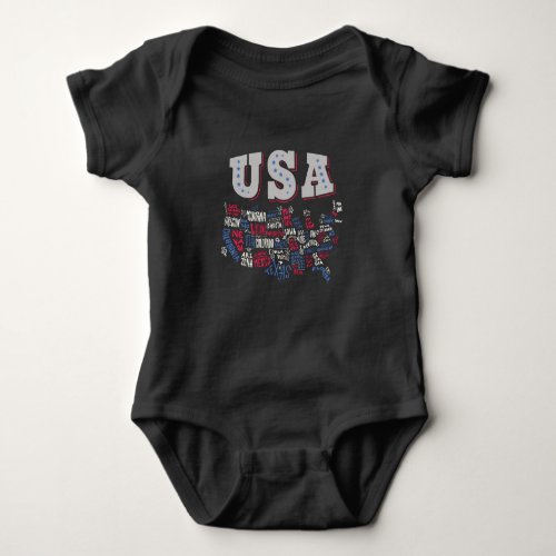 USA Map US states America Baby Bodysuit