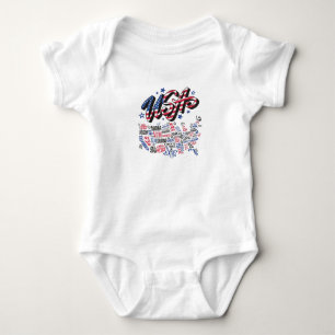 USA Map U.S. states America Baby Bodysuit