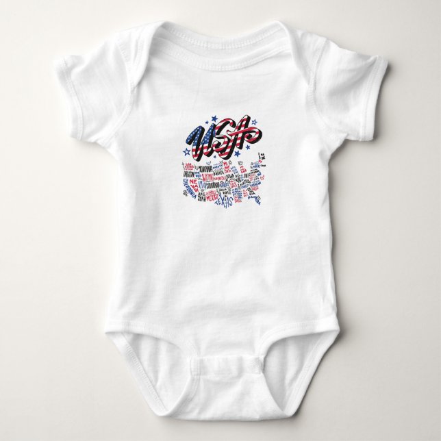 USA Map U.S. states America Baby Bodysuit (Front)