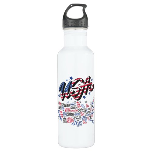 USA Map US states America Stainless Steel Water Bottle