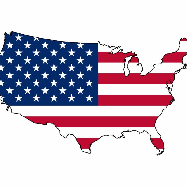 Usa Map, United States flag Statuette (Front)