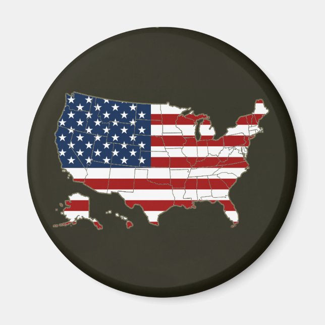 USA map with american flag Magnet (Front)