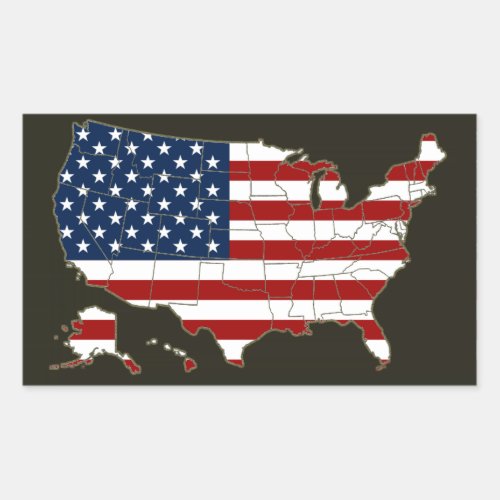 USA Map with american flag Rectangular Sticker