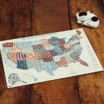 USA Map with States in Words Postcard