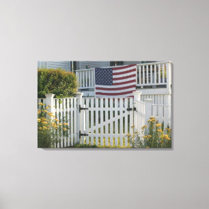 USA, Massachusettes, Gloucester: Patriotic Fence Canvas Print