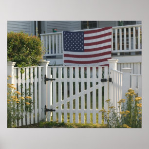 USA, Massachusettes, Gloucester: Patriotic Fence Poster