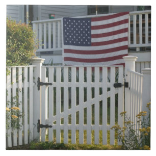 USA, Massachusettes, Gloucester: Patriotic Fence Tile