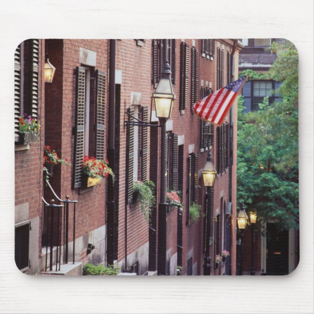 USA, Massachusetts, Boston, Houses Along Acorn Mouse Pad (Front)