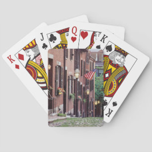 USA, Massachusetts, Boston, Houses Along Acorn Poker Cards
