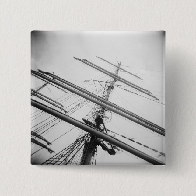 USA, Massachusetts, Boston. Masts of tall ship. Button (Front)